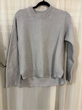 Madewell Light Blue Textured Knit Crewneck Sweater